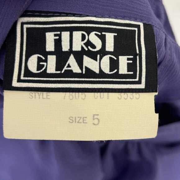 Vintage 80s Purple High Neck Ruffle Modest Secretary Blouse Size 5 Puffy Sleeves - Picture 4 of 9